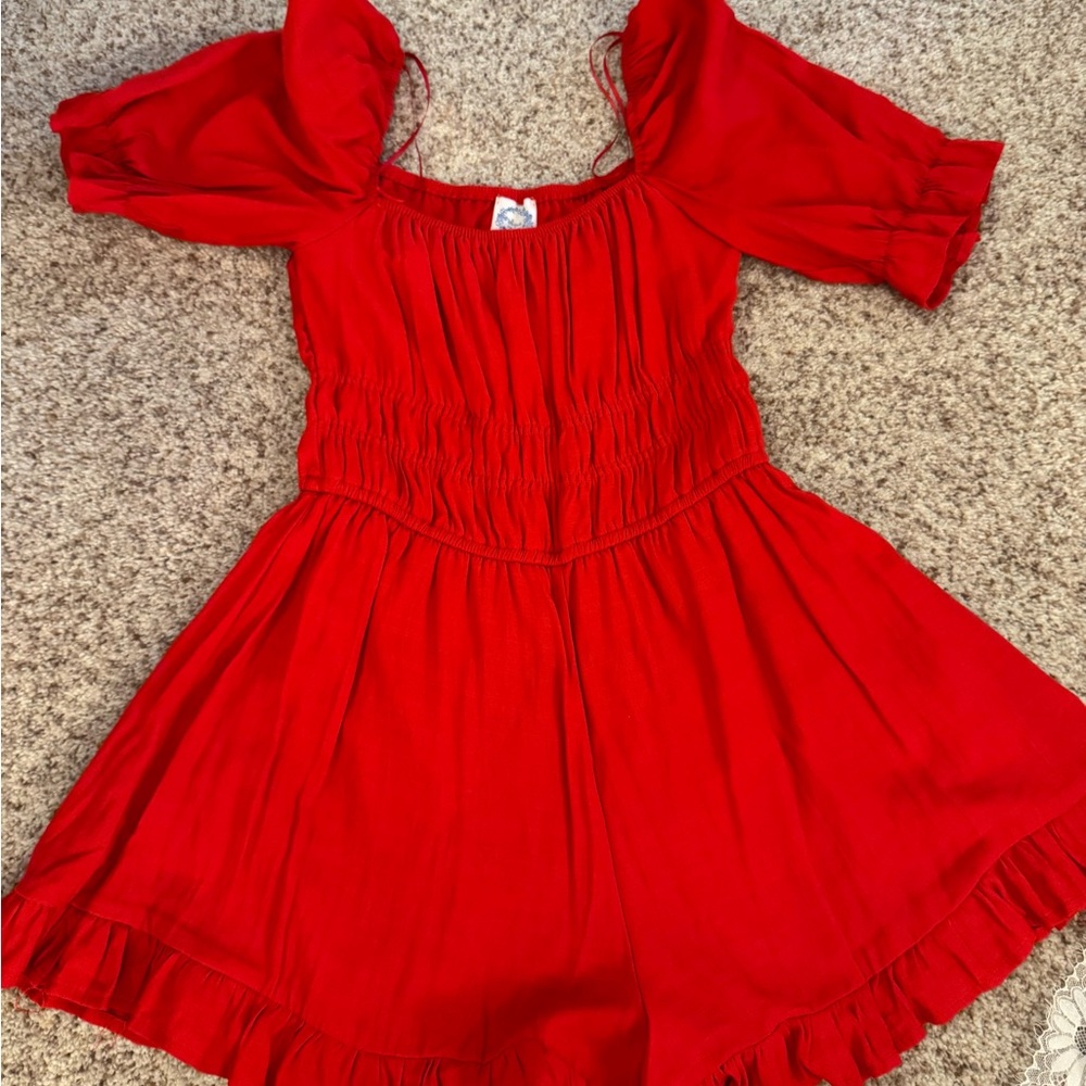 Red Rouched Romper